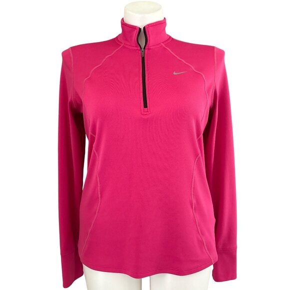 Nike Pink Dri-FIT Zip-Up Running Top, Long Sleeves Women's Size XL - Picture 1 of 9